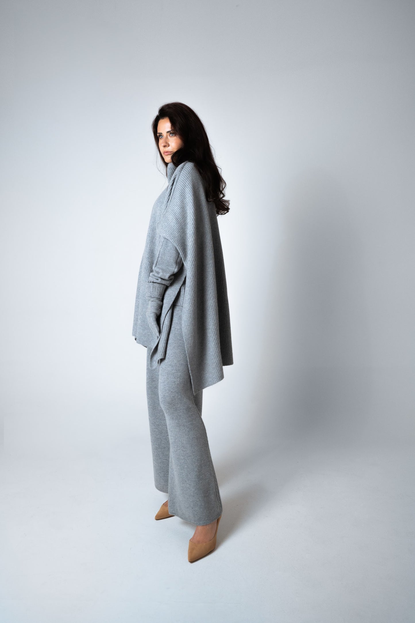 100% Pure Cashmere High Neck Poncho